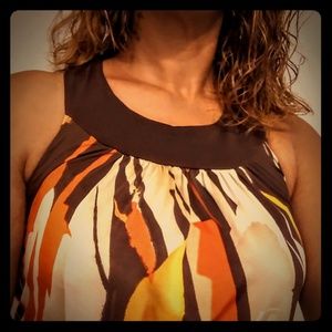 S/M. Drk Brown Multi-color Summer Top Blouse Shirt